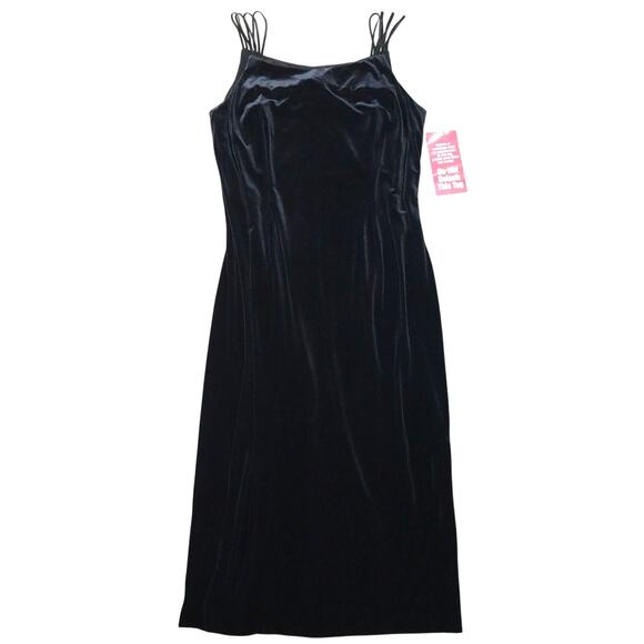 NWT Piccalino Vintage 90s Y2K Black Velvet Long Dress Maxi Strappy Plus 18 Party - Picture 1 of 7